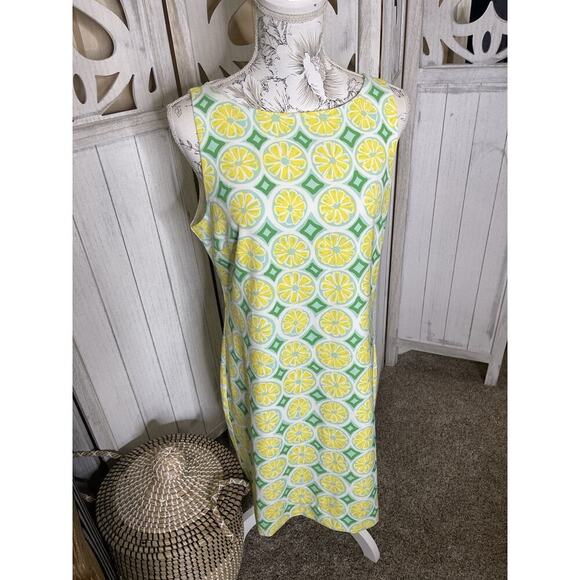 Sail to Sable STS Lemon Print Summer Sleeveless Shift Dress Women's Size Medium - Picture 1 of 7